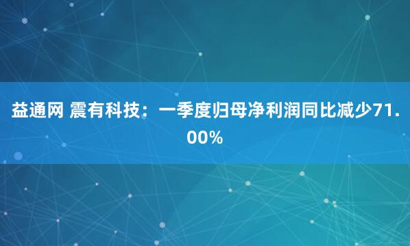 益通网 震有科技：一季度归母净利润同比减少71.00%